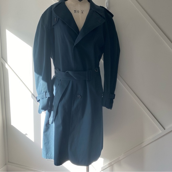 Vintage London Fog Classic Trench Coat Lined Navy w Plaid Lining (42R approx L) - Picture 13 of 13